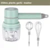 USB Rechargeable 3-in-1 Mini Portable Electric Kitchen Hand Mixer Wireless Garlic Chopper Cordless Whisk for Car Cordless
