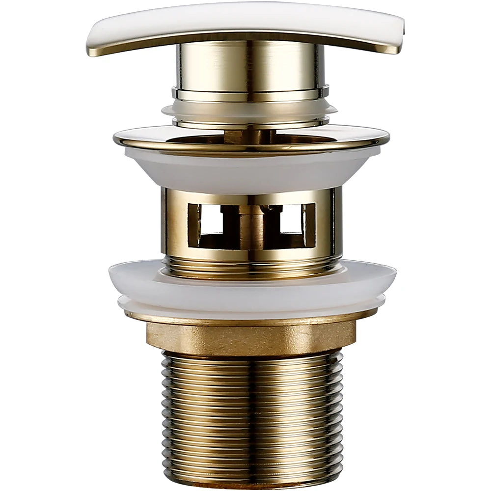Gold Black Brass White Gunmetal Corrosion Resistant Easy To Installl Pop Up Button Square Hole Bathroom Basin Sink Drainer