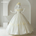 Princess Off Shoulder 3d Flower Ball Gown Wedding Dresses RL322