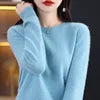 S-XXL Round Neck 100% Cashmere Knit Women's  Pullover Loose Bottom Sweater Autumn/Winter New Solid Color Sweater