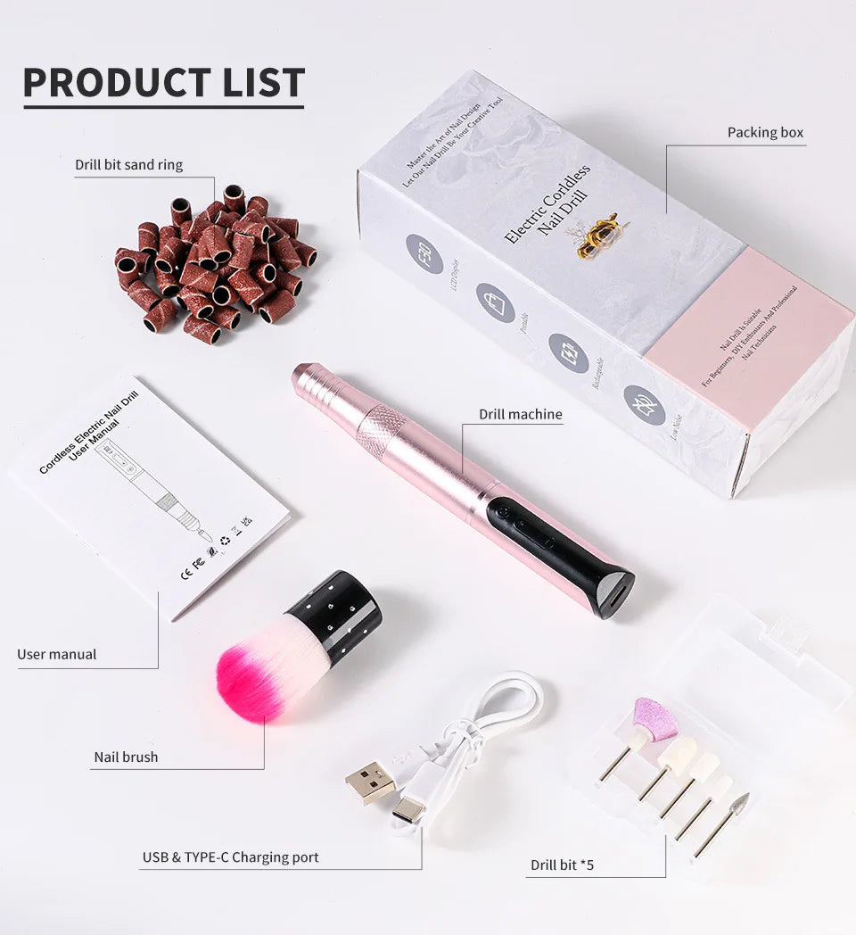 Portable Professional 35000rpm Pen Type Electric Nail Polisher Easy Carry Dead Skin Removal Manicure Sanding Tool
