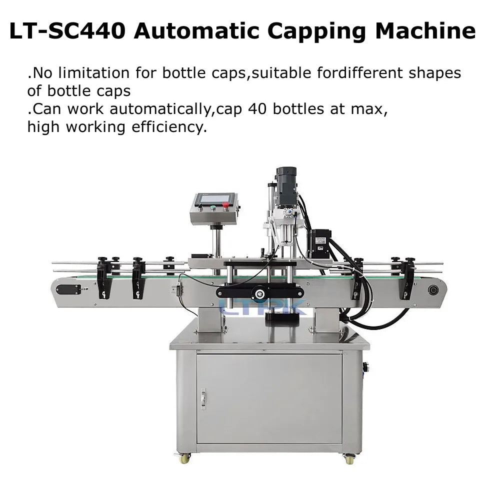 LT-SC440 Automatic Pneumatic Close PET Plastic Water Bottle Screw Plastic Perfume Jar Filling and Capping Sealing Machine