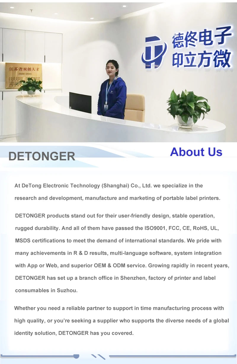 DETONGER DP30S 28-80mm Mini Portable Thermal Printer Multifunctional Barcode Label Sticker Maker BT Android / iOS