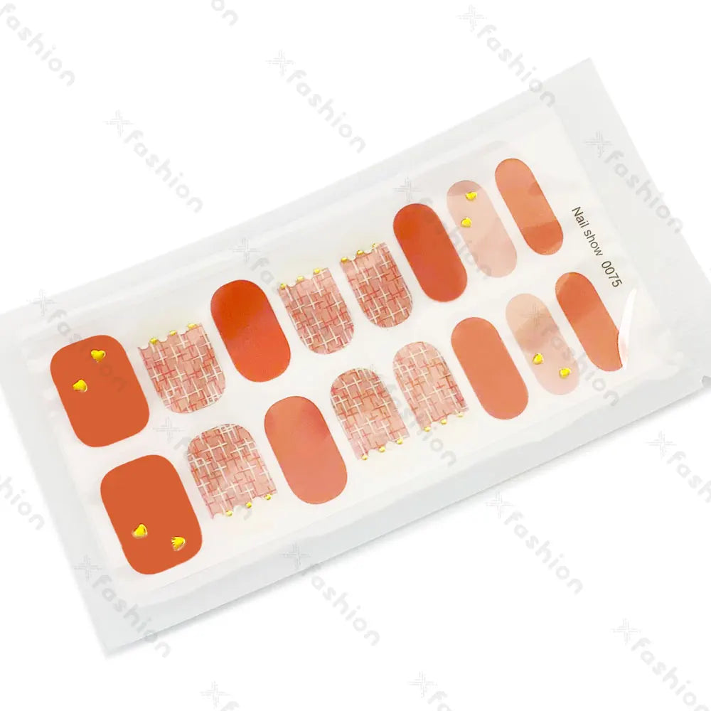 Hot Sale 16 Tips Solid Color Semi-Cured Gel Nail Stickers UV Light Durable Waterproof Long-Lasting Gel Nail Stickers Wholesale