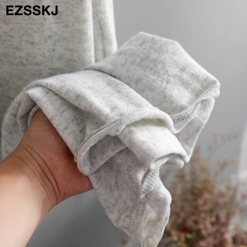 Ezsskj Spring summer 2020 Woman Knitted Tank Dress Casual Long Camisole Vest dress Women Loose  cashmere maix a-line dress