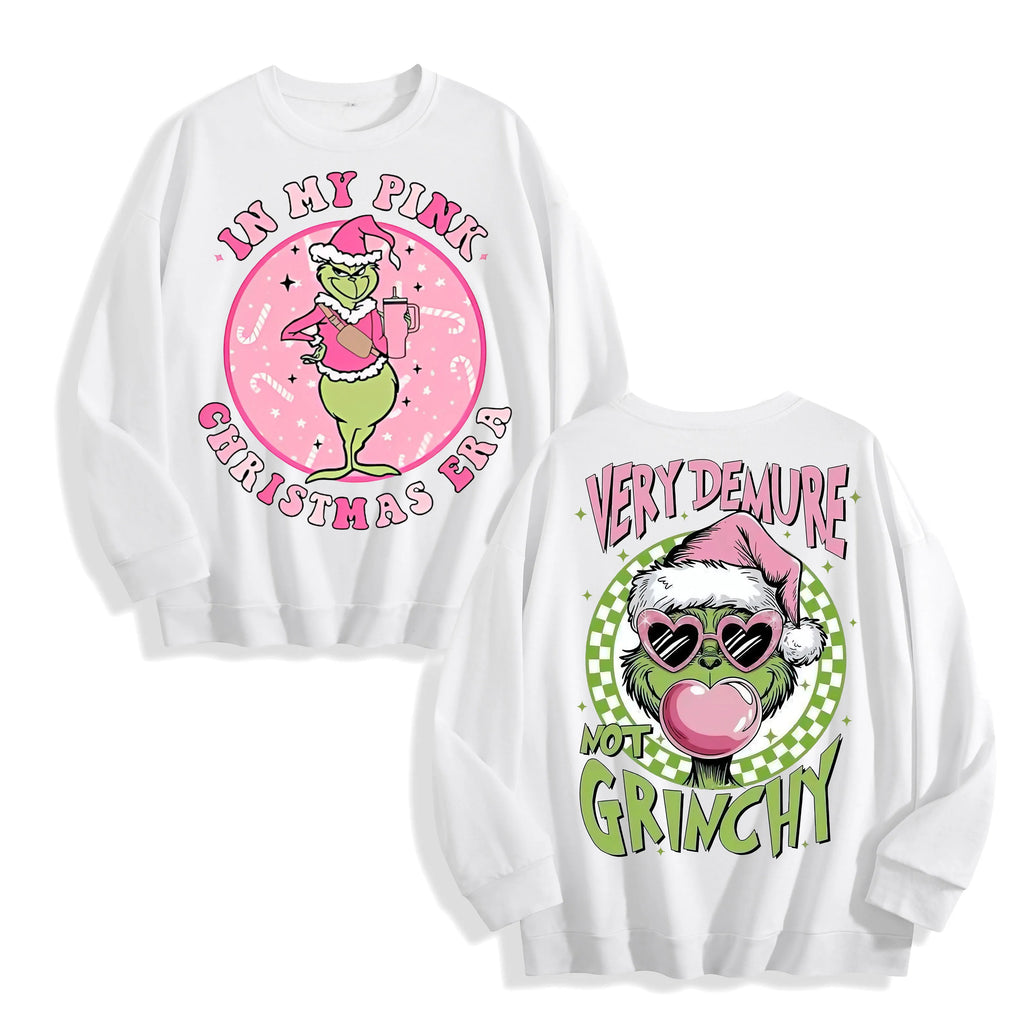 Funky Pink Grinch Christmas Era Graphic Black Long Sleeve, US Warehouse, Customizable Design