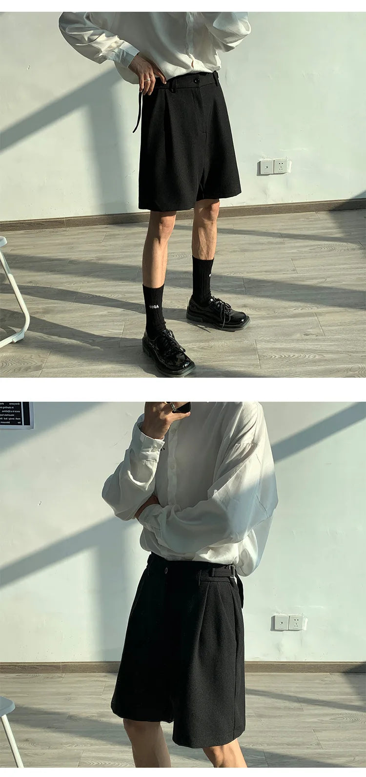 Fashion Casual Shorts Men Summer Korean Chic Wide Leg Trousers Male Knee-length Sashes Draped Loose Retro Popular High Street