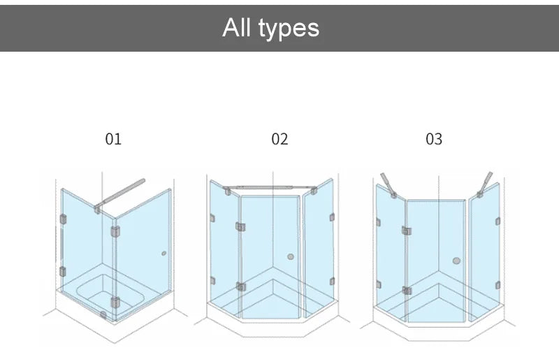 Stainless Steel Shower Glass Door Fixed Rod Clamp Bathroom Glass Support Bar Plane Fixed Adjustable Length Easy to Install