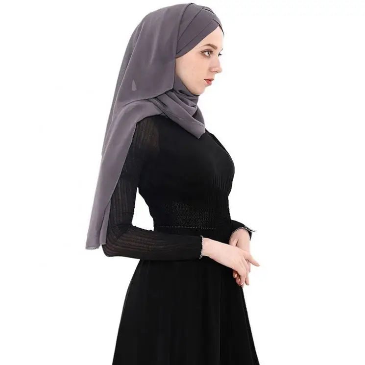 2019 Fashionable Customize Instant Cross Chiffon Hijab Solid Color Scarves Shawls