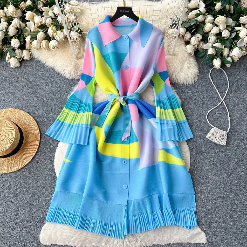 Spring Commuter Long Sleeve Elegant Fashion Ruffled Hollow Women's Dress