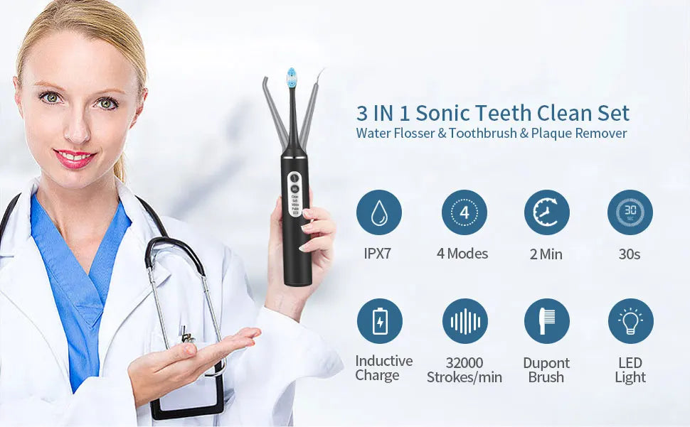 Sonic 3 In1 Electric Toothbrush USB Rechargeable Washable Whitening Teeth Adult Electronic ToothBrush