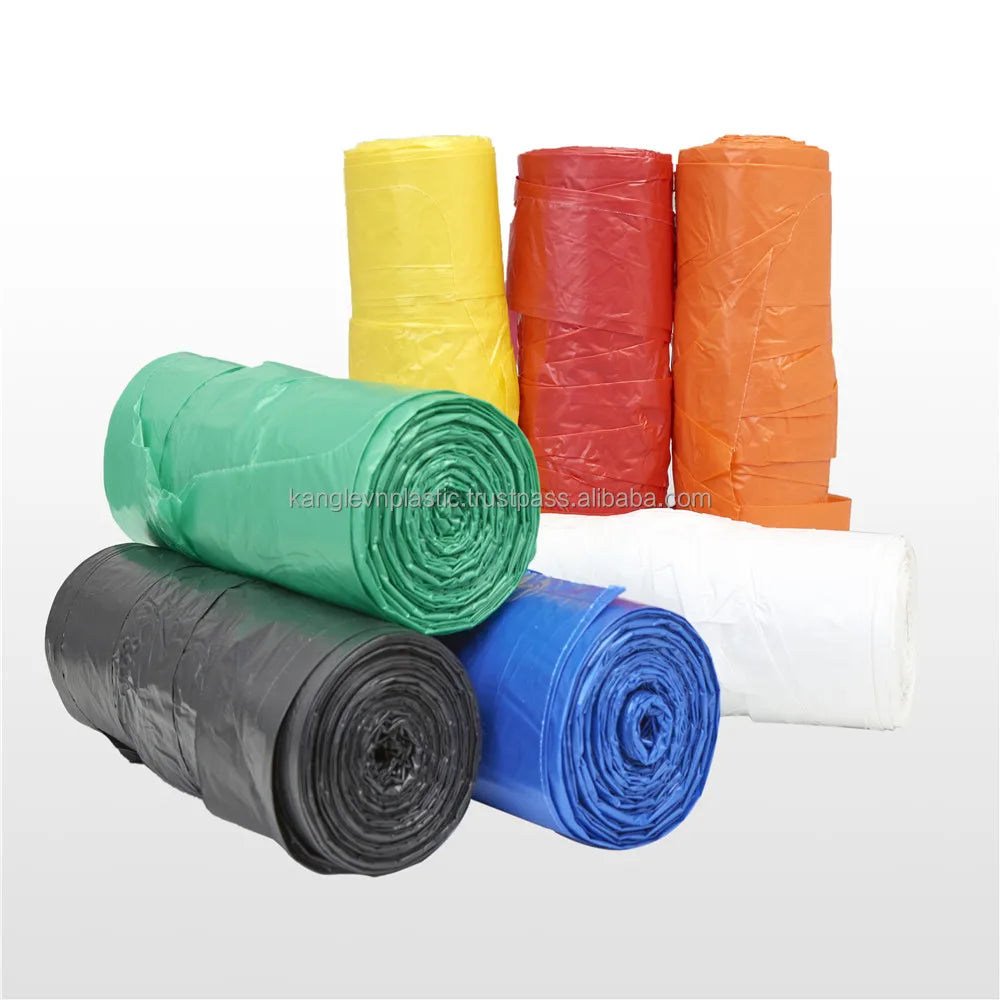 Kangle Black Polyethylene Trash Bags 10pcs Roll 50x70 70x90 80x110 90x120 110x120 Star Seal Bottom Sustainable Household Bags