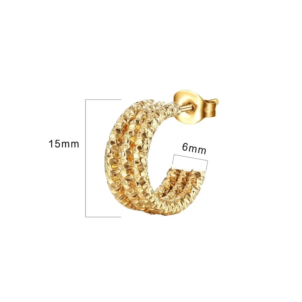 Showfay Women Fashion Multi Layer C Shaped Trend Unique Elegant Hoop Earring