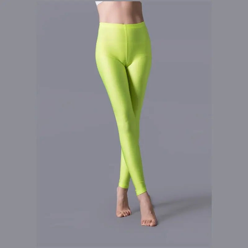 Women Shiny Pant Leggings Hot Selling Leggings Solid Color Fluorescent Spandex Elasticity Casual Trousers Shinny Legging