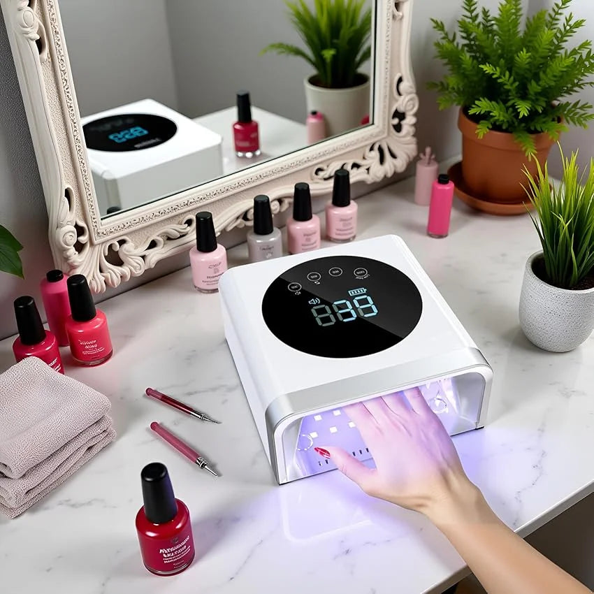 2024 New Arrival 72W Pro Cure Wireless Dual Light Rechargeable Cordless Uv Led Gel Dryer Nail Lamp for Salon Manicure