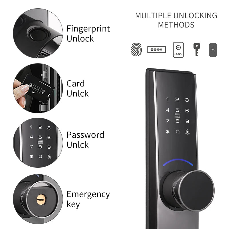 Fingerprint Digital Password  Wood Lock Mobile Phone APP Function  Wifi Storage Smart Door Lock