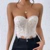XS-L   European and American Women's Tops Sexy Lace Border Flower High-end Interior Strapless Vest