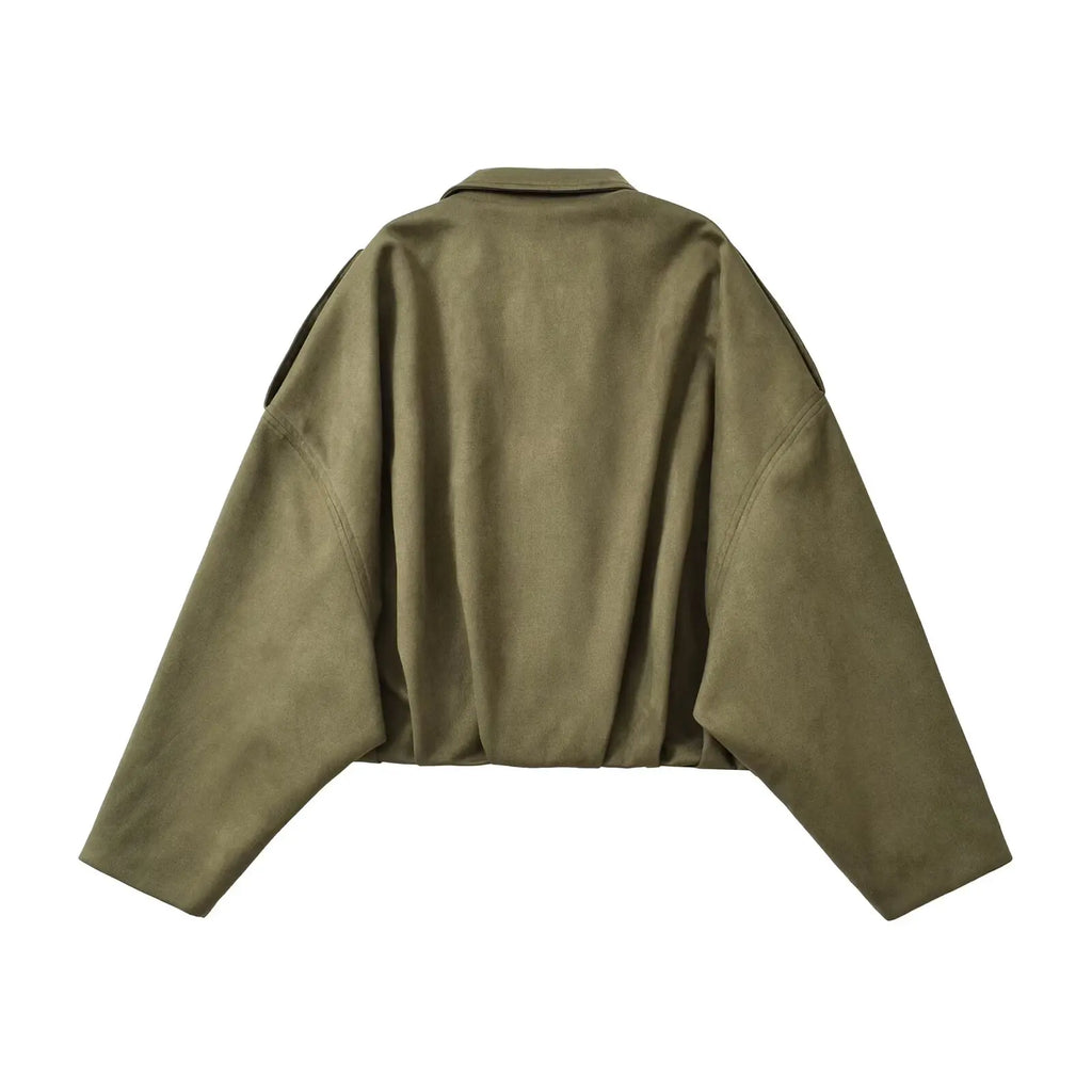 PB&ZA European and American cross-border women's clothing wholesale, women's suede textured lapel bomber jacket