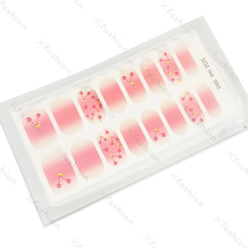 Hot Sale 16 Tips Solid Color Semi-Cured Gel Nail Stickers UV Light Durable Waterproof Long-Lasting Gel Nail Stickers Wholesale
