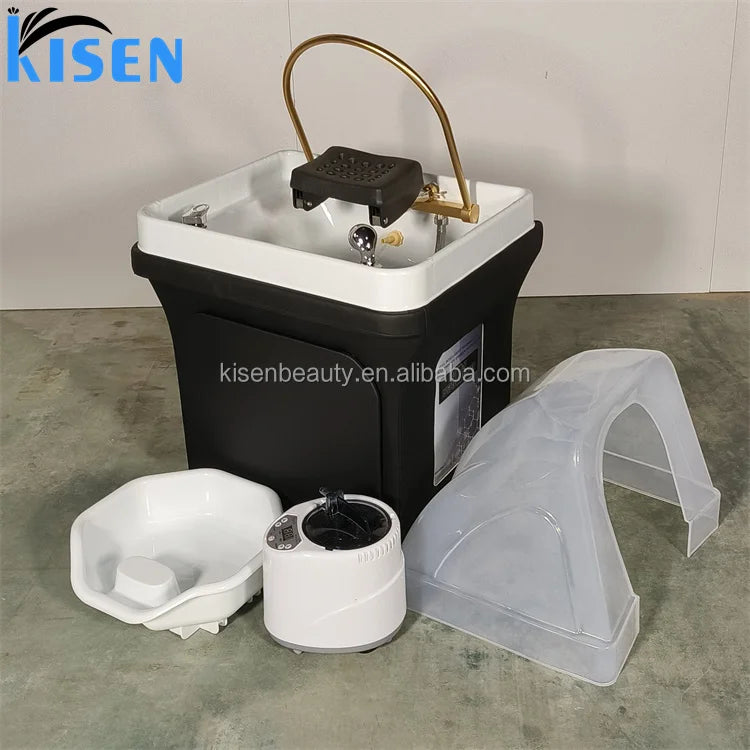 Kisen In-stock Inventory Shampoo Basin Head Spa White Black Customized Voltage logo Plug Fast Delivery