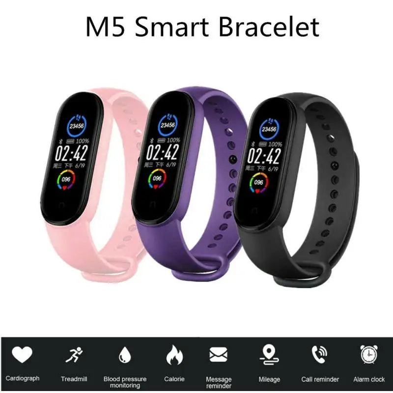 M5  Smart Bracelet Heart Rate Blood Pressure Health Waterproof Wristband Fitness Tracker PK M3 M4 M6 M7 Smart Watch