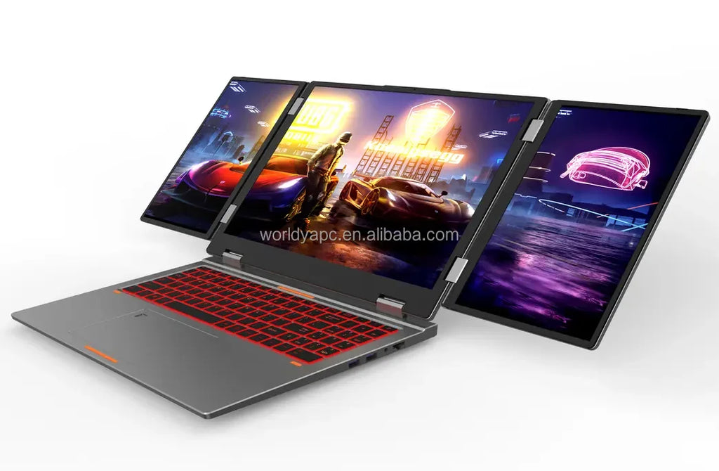 New Factory Price Intel Three-Screen Ultra Slim Laptop Touch Screen Face Recognition Fingerprint Unlock Metal Body Business Use