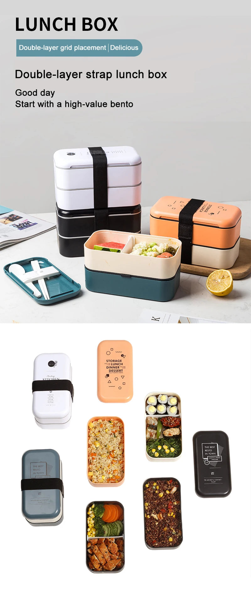Lunch Box Eco Friendly Food Container Bento Microwave Heated Lunch Box for Kids Health Food Box Lunchbox Meal Prep Containers