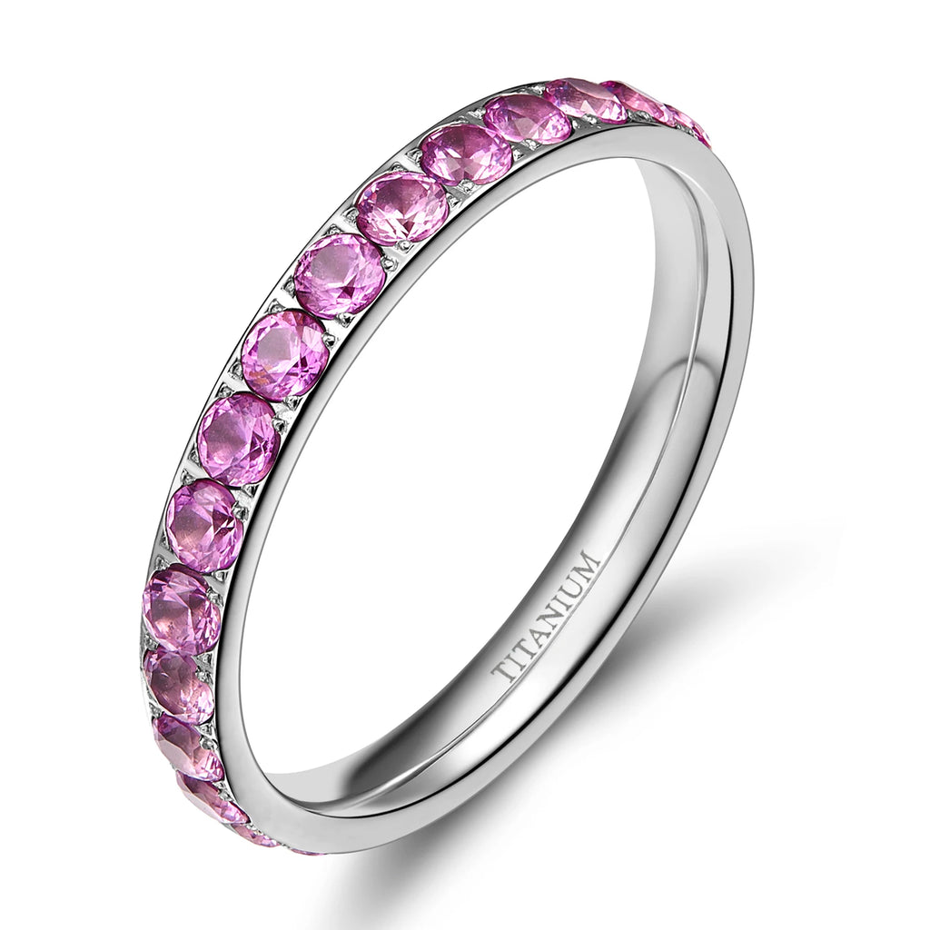 Somen 3mm Gold Color Rings Women Titanium Ring Cubic Zirconia Anniversary Engagement Wedding Band Fashion Jewelry