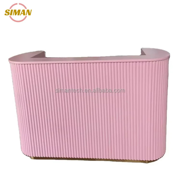 Siman Customizable High Quality Pink Wood Nail Spa Reception Desk Modern Small Design for Beauty Salon Barber Shop Hotels Malls