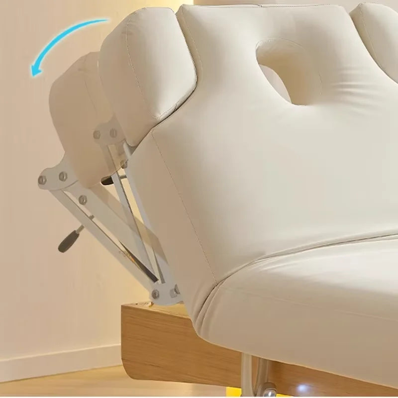 Luxury Salon Furniture White Gold Electric Facial Cosmetic Beauty Massage Bed Table Beauty Salon Eyelash Bed