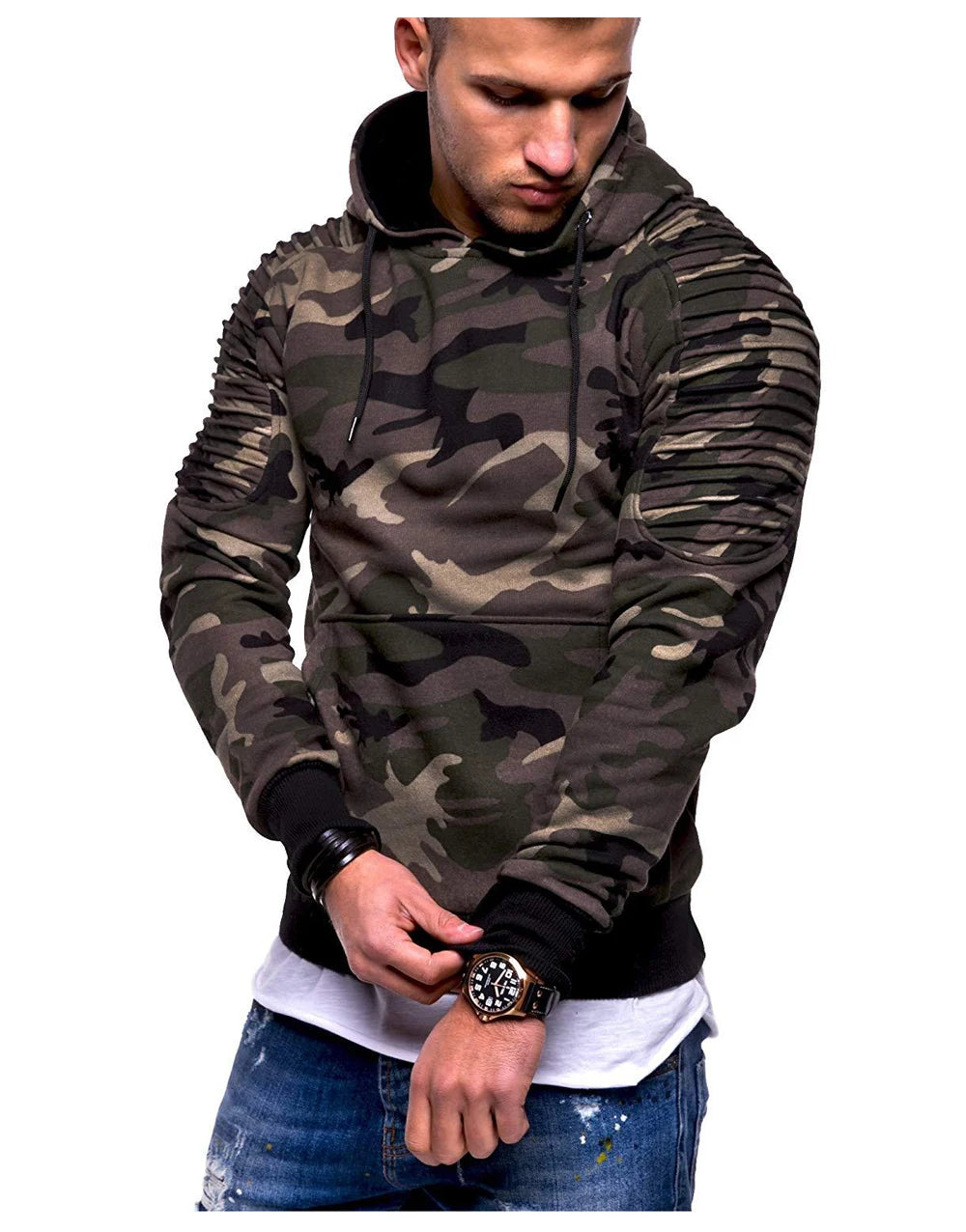 DIMUSI Hooded Mens Casual Camouflage Windbreaker Sweatshirt Coats Mens Streetwear Hip Hop Hoodies Sportswear Tracksuits Clothing