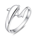 Romantic 925 Sterling Silver Women Small Dolphin Animal Rings 2019 Wholesale Jewelry