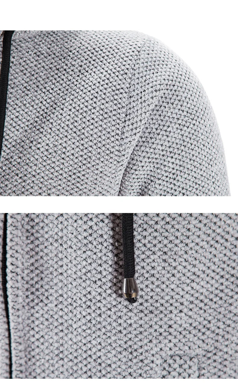 2023 Winter Fleece Cardigan Men Thick Hooded Long Sweaterscoat Male Warm Knitted Sweater Jackets Men Causal Outwear Windbreaker