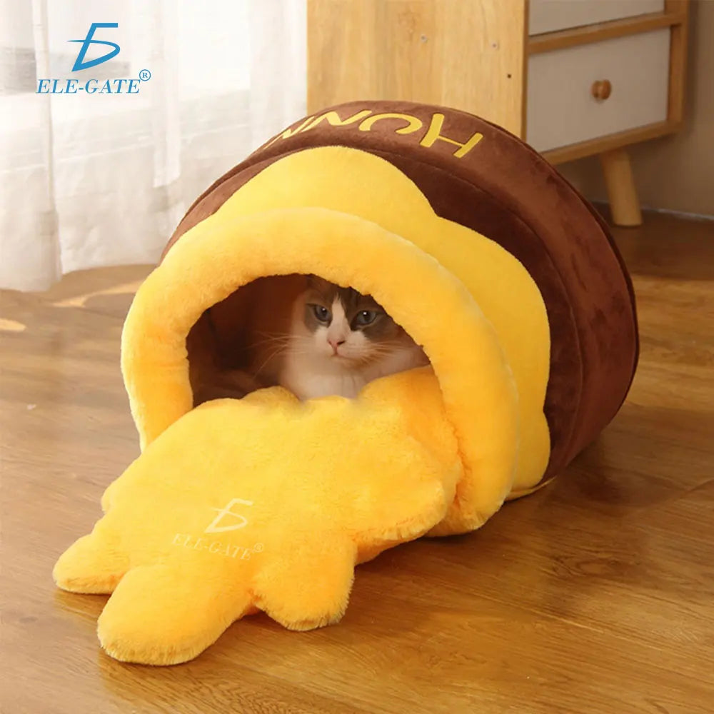 ELEGATE MAS.21 Modern Design Microfiber Comfortable Bed for Cats in the Shape of a Honey Jar