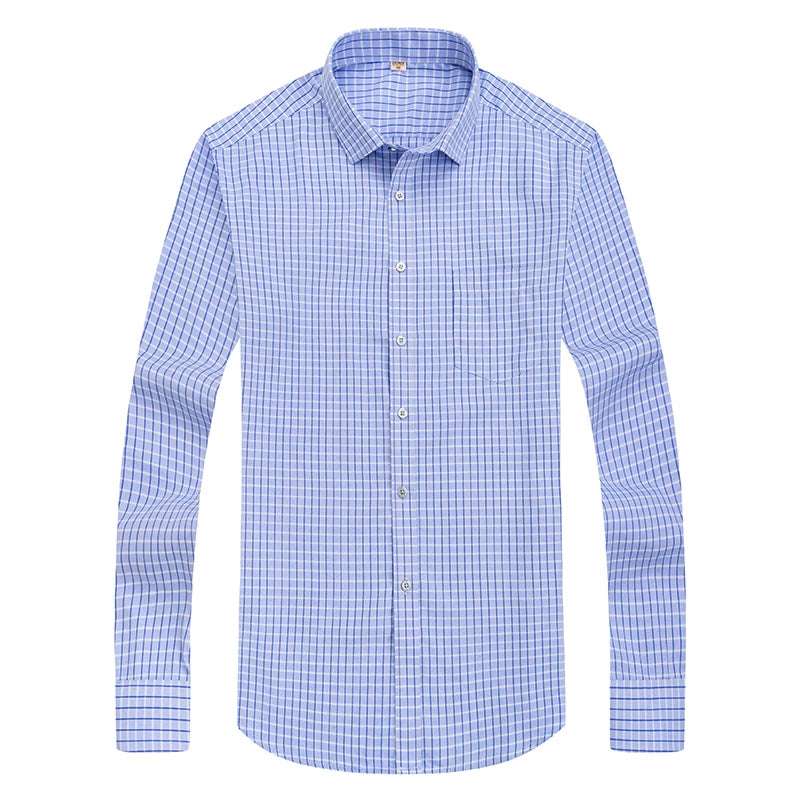 Brand New Men Shirt Male Dress Shirts Striped Men's Casual Long Sleeve Business Formal Plaid Shirt camisa social