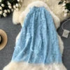 LE2666 Heavy Three-Dimensional Butterfly Embroidery Mesh Skirt Female 2024 New High-Waisted Mid-Length A-Line Fairy Skirt