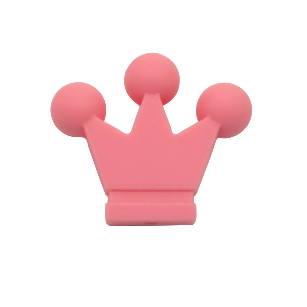 Cute-idea 10pc mini Crown BPA Free Silicone Beads Baby Teether Chew sensory Craft Chain For Pendant Food Grade Baby Teething Toy