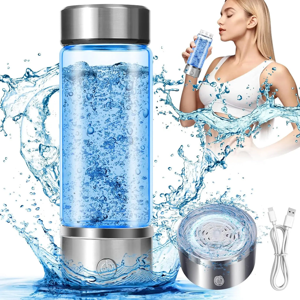 Custom logo 420ml 550ml 14oz 19oz Silver Black Hydrogen-rich Water Ionizer Bottle H2 Hydrogen Rich Water Cup with Cup Protector
