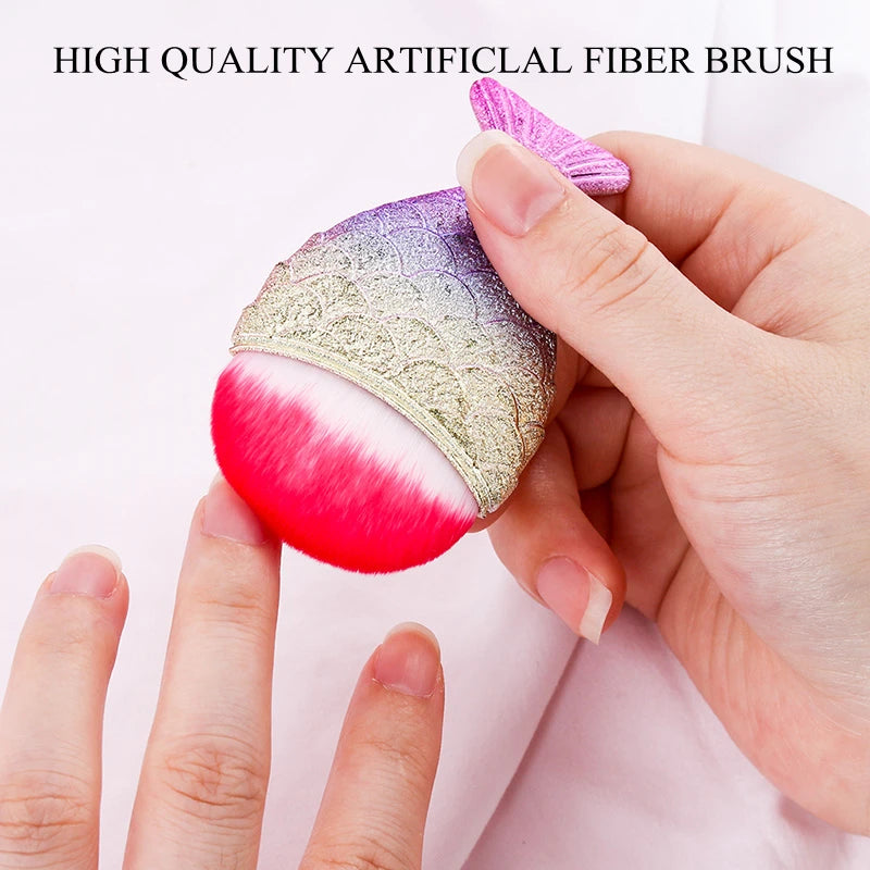 7 Types Fishtail Cosmetic Brush Soft Not Easy Fall Off Fishtail Shape Nail Brush Professional Cleaning Dust Powder For Nail Care