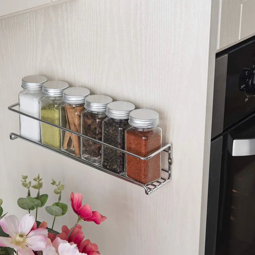 Kitchen Organizer Metal Hanging Spice Racks For Home Restaurant Wall-Mounted Seasoning Shelf Spice Jar Storage Rack Single Layer