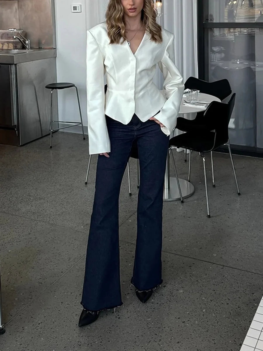 AIMEISI Fashion Simple Solid Ribbon Elegant Women's Suits & Blazers Casual Long-sleeved Women's Jackets Women's Blazers