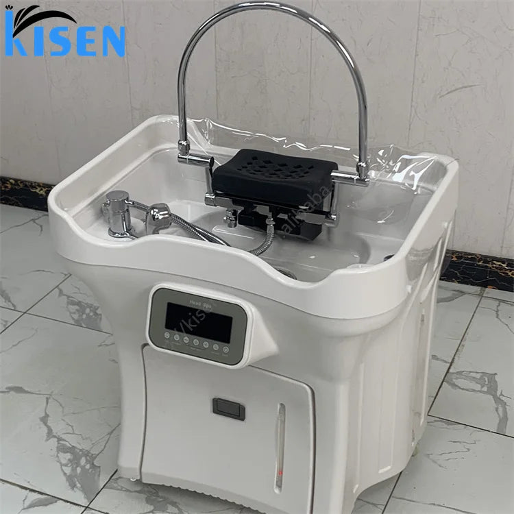 Kisen Portable Head Spa Sink Salon Hair Wash Bowl 2 tank Mobile Hair Wash Basin Portable New Shampoo Basin for Luxury Salon