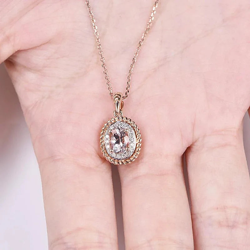 Elegant Flower Teardrop Pendant Necklace for Women Copper Link Chain Fashion Jewelry Gift for Birthday Party