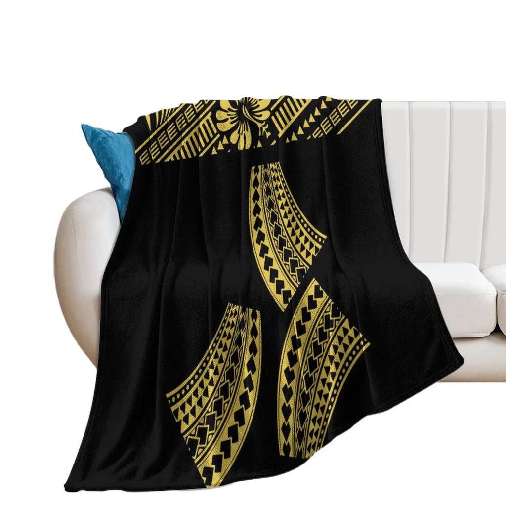 1MOQ Custom Print Sublimation Blankets Fiji Samoa Polynesian Tribal Winter Fleece Blanket Micro Plush Family Blanket for Kids