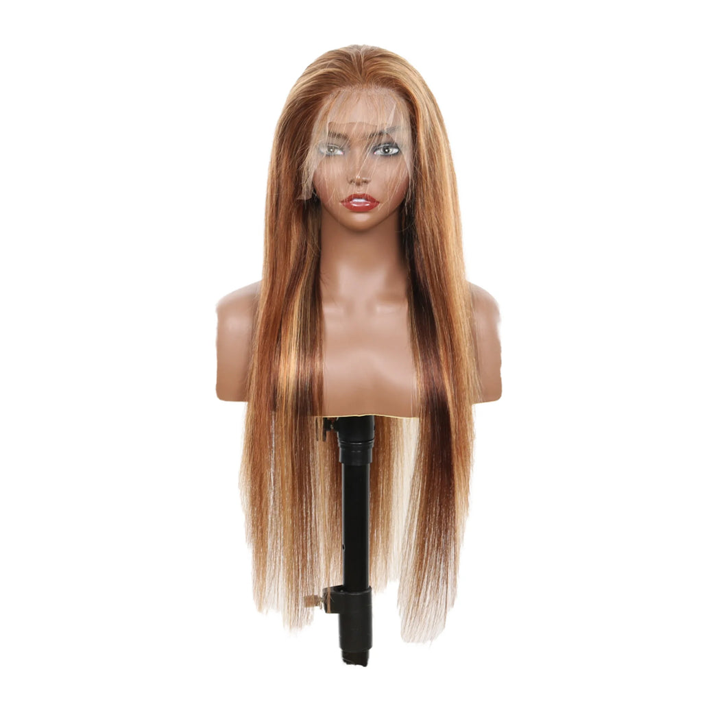 Brown Transparent Monofilament Lace Front Remy Human Hair Wigs Baby Hair Brazilian Virgin Hair Half Hand Tied Glueless Straight