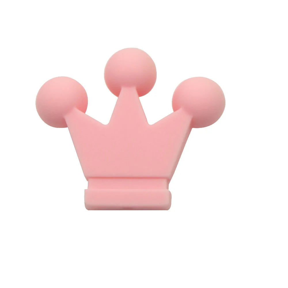 Cute-idea 10pc mini Crown BPA Free Silicone Beads Baby Teether Chew sensory Craft Chain For Pendant Food Grade Baby Teething Toy
