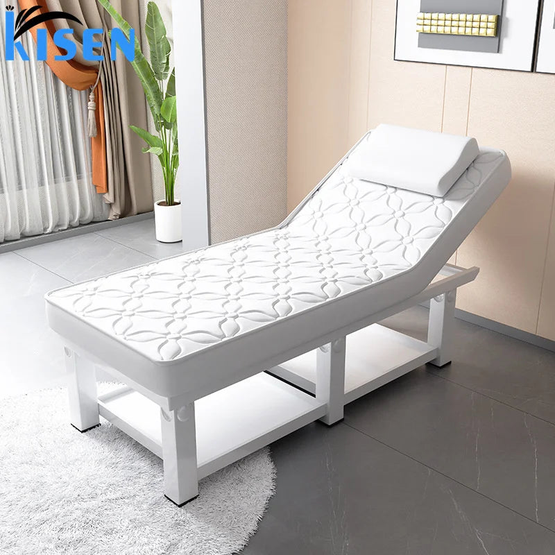 Kisen Hight Quality Beauty Salon Furniture Wooden Facial Latex Bed Fashion Designs Body Massage Table Beauty Bed for Sale