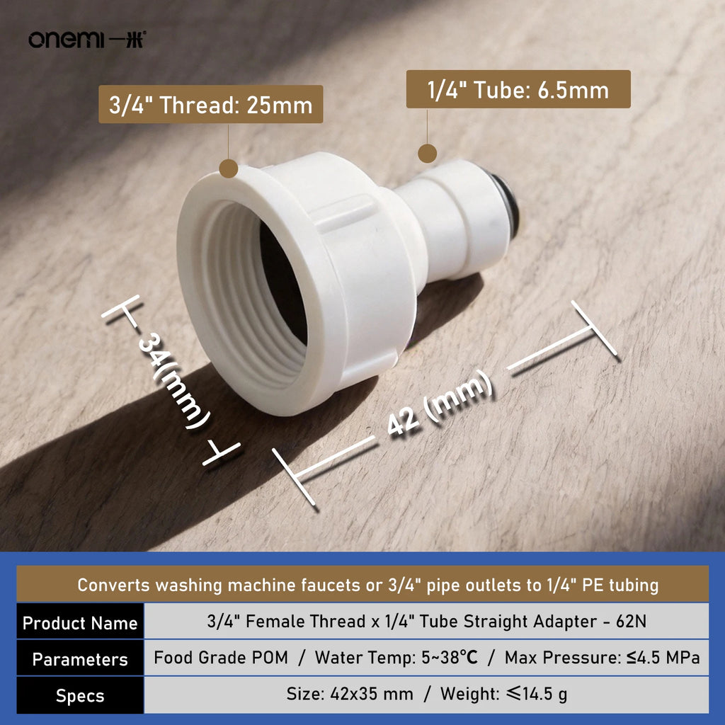 OEM Manual Ball Valve Quick Connect Reducing Union Fitting 1/4 Inch to 3/8 Inch POM Step Down Adapter for Car RO Water Filter
