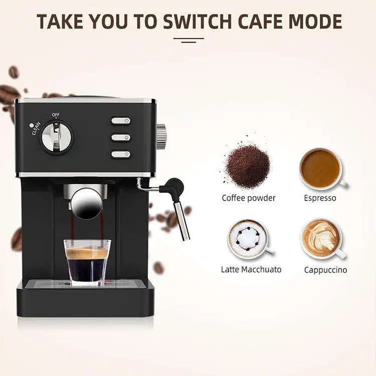 Modern 2-in-1 20Bar Touch Screen Semi-Automatic Electric Espresso Coffee Maker Smart Multifunction Italian Stainless Household