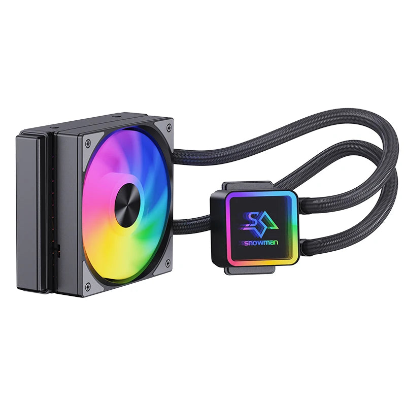 SNOWMAN 120mm RGB ARGB CPU Liquid Cooler AIO Water Cooling Kit High-Efficiency Radiator Ultra-Quiet Fans Heatsink for Laptop 12V